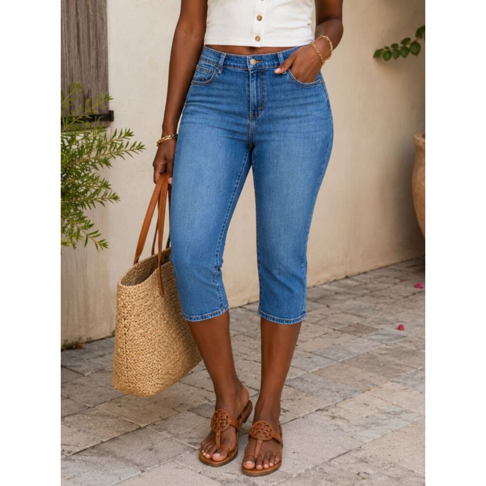 Levi's 515 Capri Jeans Womens Size 12 Blue Mid Rise Stretch Denim Classic